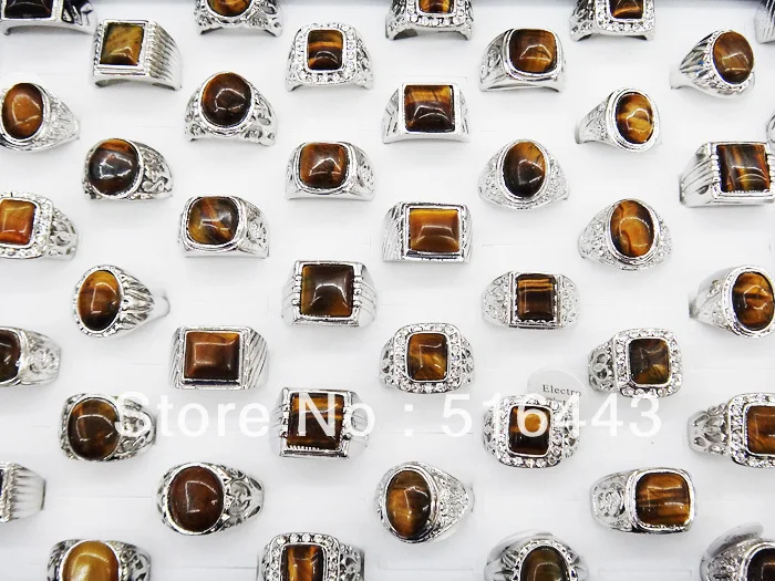 Винтажные 5 шт натуральные камни тигровый глаз Модные мужские кольца бижутерия