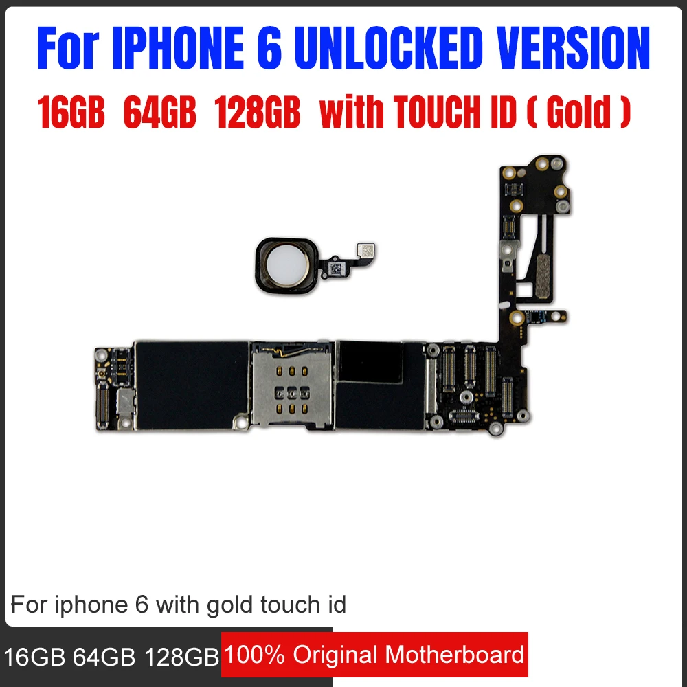 Полностью разблокированная для iphone 6 4,7 дюймов материнская плата без/с сенсорным ID для iphone 6 материнская плата с системой IOS
