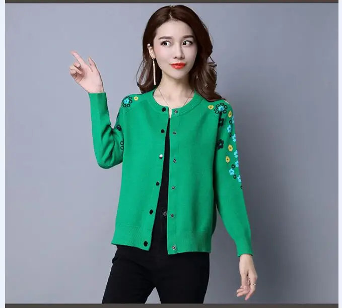 Женский кашемировый кардиган элегантный свитер с цветочным принтом весна-осень