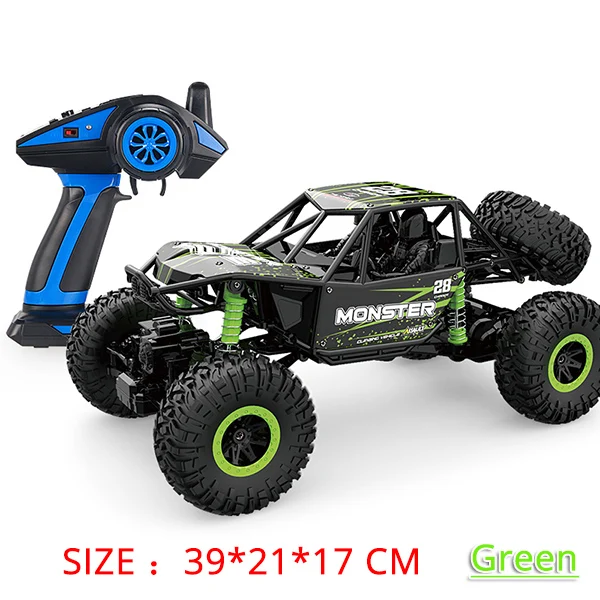 Green 39cm Радиоуправляемая машина 4WD 2,4 GHz на радиоуправлении, светодиодные детские игрушки, ралли, скалолазание, скоростная машина, на дистанционном управлении, модель внедорожника - Цвет: Green 39cm