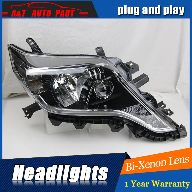 front light 2014-2017 for Toyota Prado headlights Angel Eyes car styling LED DRL bi xenon lens prado head lamps | Автомобили и