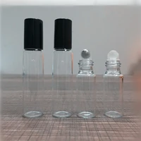 20pcslot 5ml 10ml roll on portable transparent glass refillable perfume bottle empty essential oil case with plastic cap