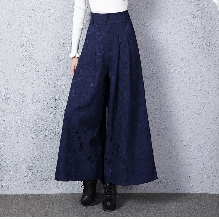 Женские широкие брюки большого размера плюс черные красные синие свободные до