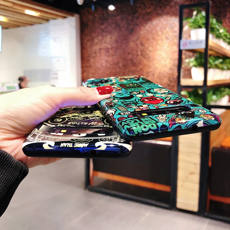YHBBCASES Blu-Ray чехлы с мультяшными буквами для Samsung Galaxy S10 S8 S9 Plus крутой чехол телефона