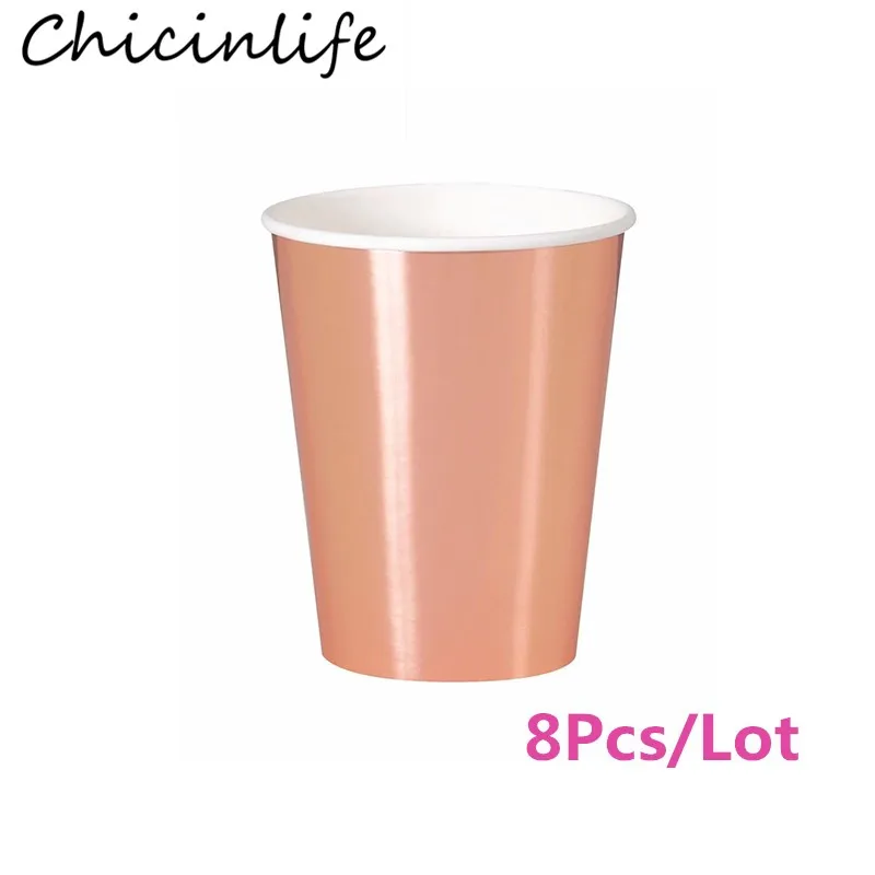 rose gold Chicinlife коробка для попкорна/бумага для салфеток/бумажный пакет/тарелка/чашки/одноразовые трубочки наборы посуды свадебный стол принадлежности для дня рождения - Цвет: rose gold