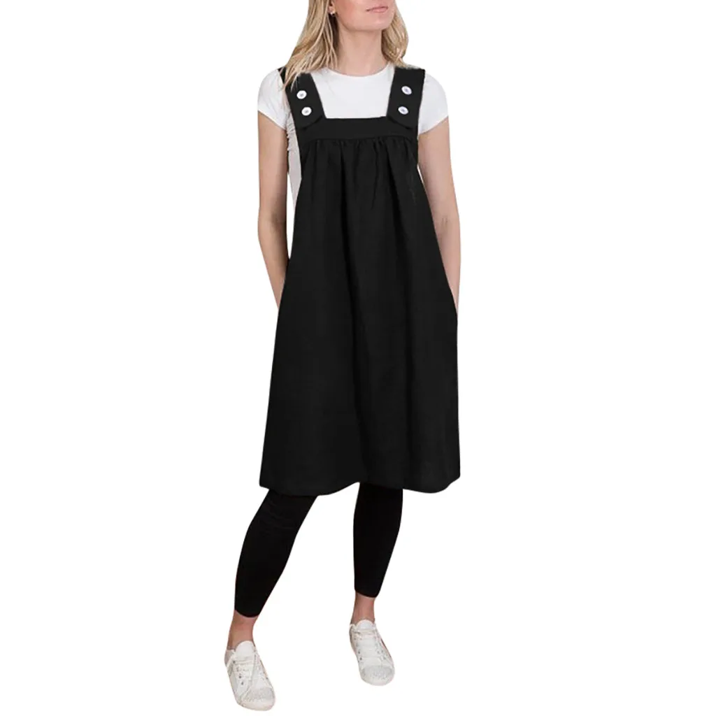 Женское платье квадратный крест хлопчатобумажный фартук без рукавов