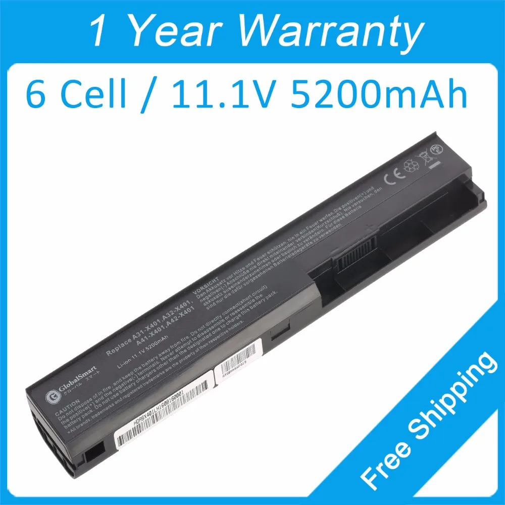 

New 6 cell 5200mah laptop battery for asus F301U S301 S501A X401U F401U S401 X301A A41-X401 A42-X401 A31-X401 A32-X401