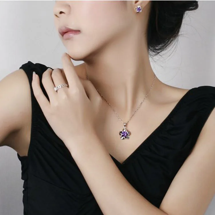 Новое поступление трендовая Элегантная подвеска принцессы с цветком фиолетовая