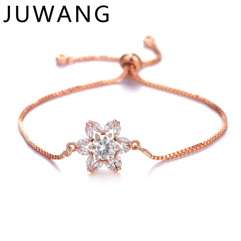 

Flower Shape Charm Bracelet Cubic Zircon Crystal Adjustable Bracelets& Bangles Femme Bridal Wedding statement Jewelry pulseira