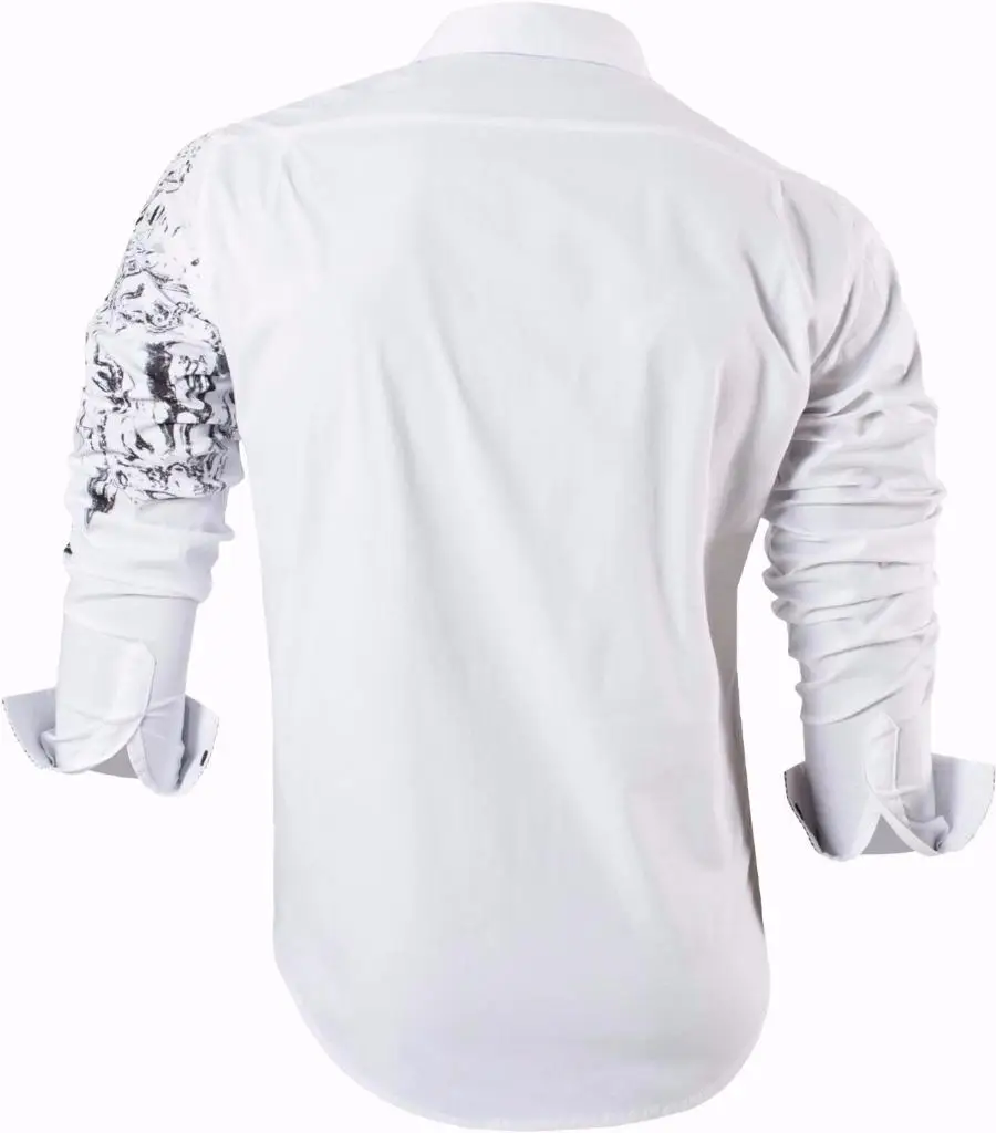 Sportrendy, мужские рубашки, повседневные, модные, с длинным рукавом, облегающие, стильные, с принтом черепа, татуировки, JZS047