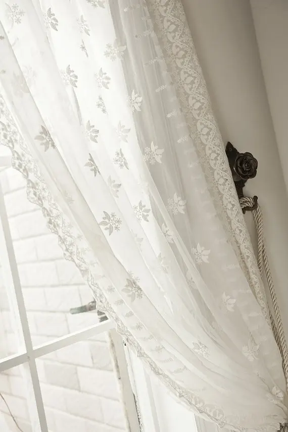 1 ярд белого кружева вышитая Тюлевая кружевная ткань винтажная марля античная