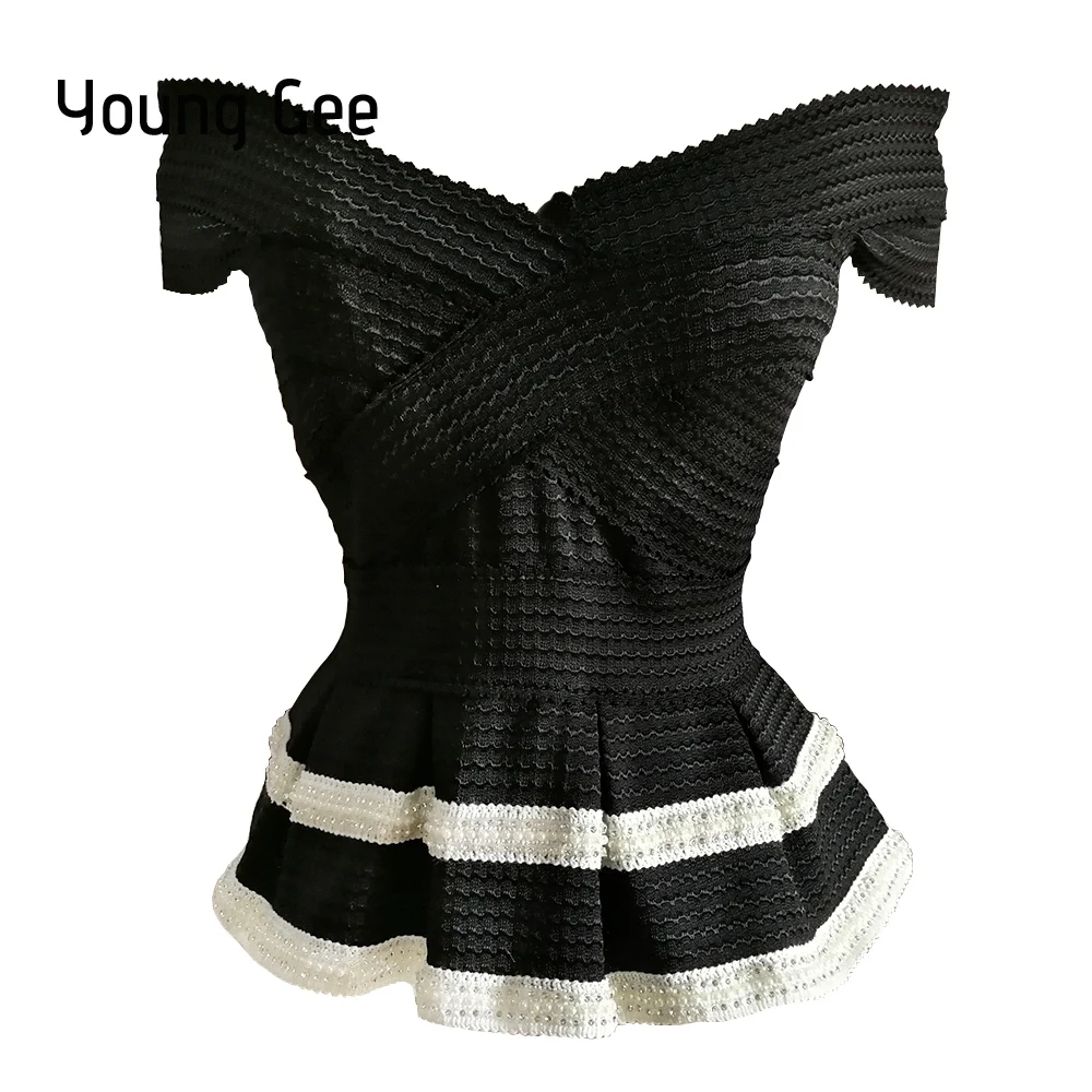 

Young Gee Off Shoulder Sexy Wrapped Chest Top Tees Cropped Women Crop Tops Women Jumper 2019 Summer Streetwear Pull Femme Mujer