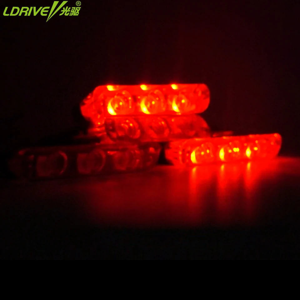 4PCS 12V Car 3LED Strobe Flashing lights Signal Emergency Light LED Warning red blue Motorcycle Auto Flash Universal | Автомобили и