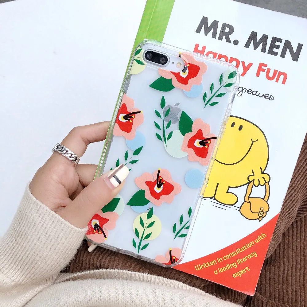 Для iPhone X XS MAX XR Мягкий силиконовый чехол для телефона с красным цветком iphone 7 6 6S 7Plus