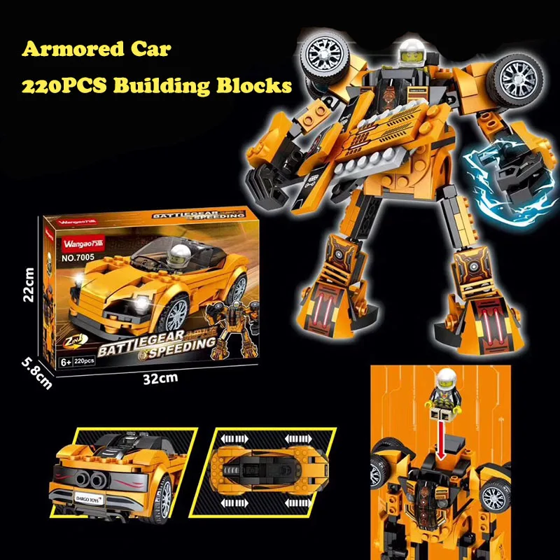 Legoed Трансформация Робот черный автомобиль кирпичики город строительные блоки