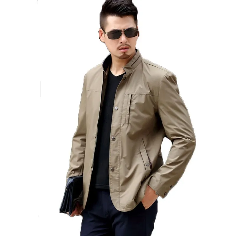 Мужская повседневная куртка тонкая Свободная со стоячим воротником для среднего