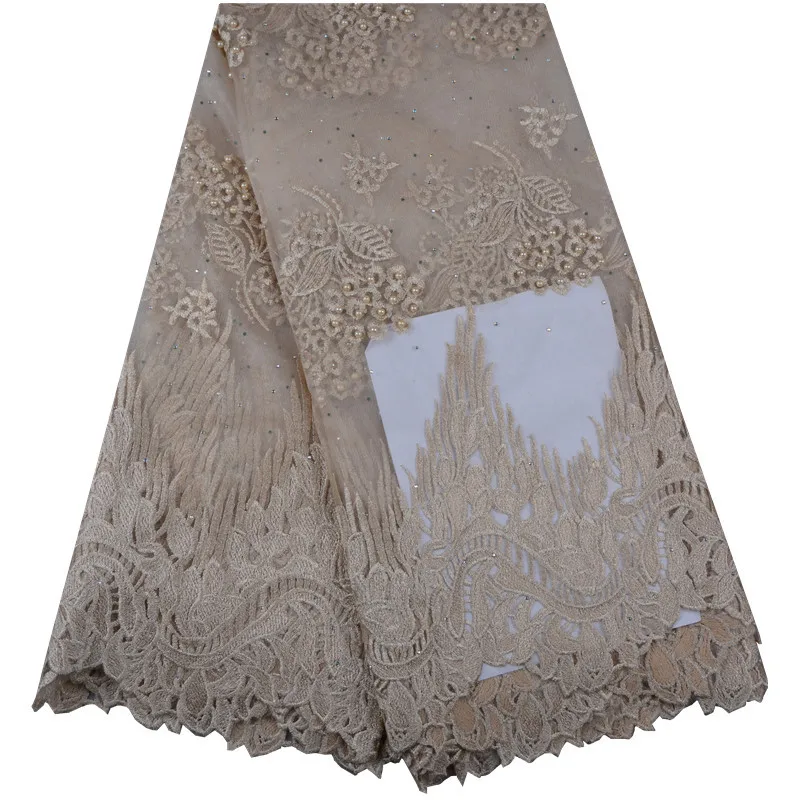 Французская кружевная ткань с камнями и бусинами в африканском стиле Большой