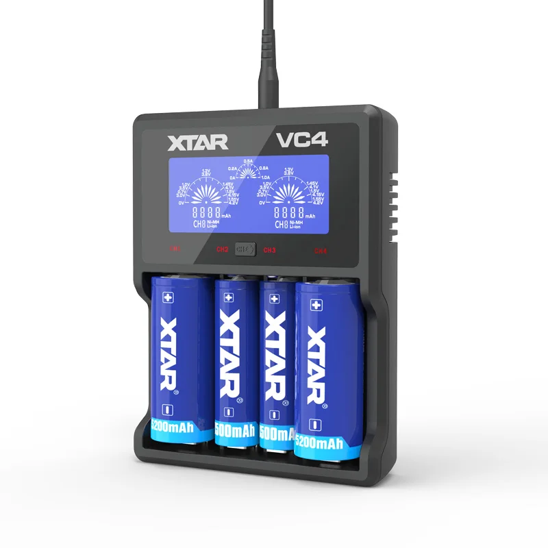 Новое зарядное устройство XTAR VC4 универсальное с ЖК-дисплеем USB Ni-MH/Ni-CD литий-ионный
