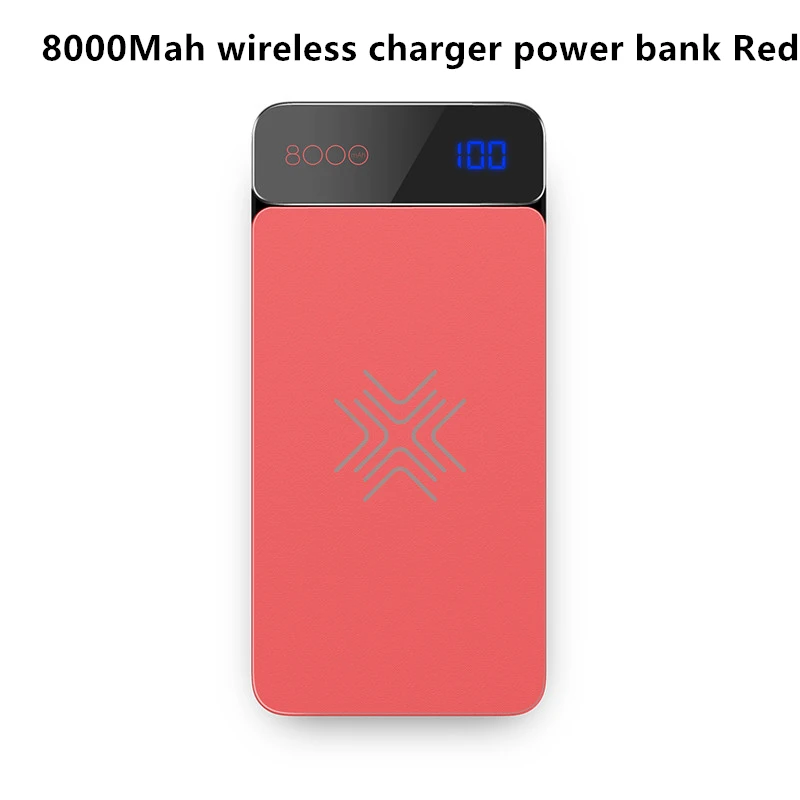 Рок-н-Мощность банк 10000mAh с цифровым Дисплей Портативный внешний Тип батареи C 5V 3A Мощность банк для iphone X для Xiaomi - Цвет: wireless Red