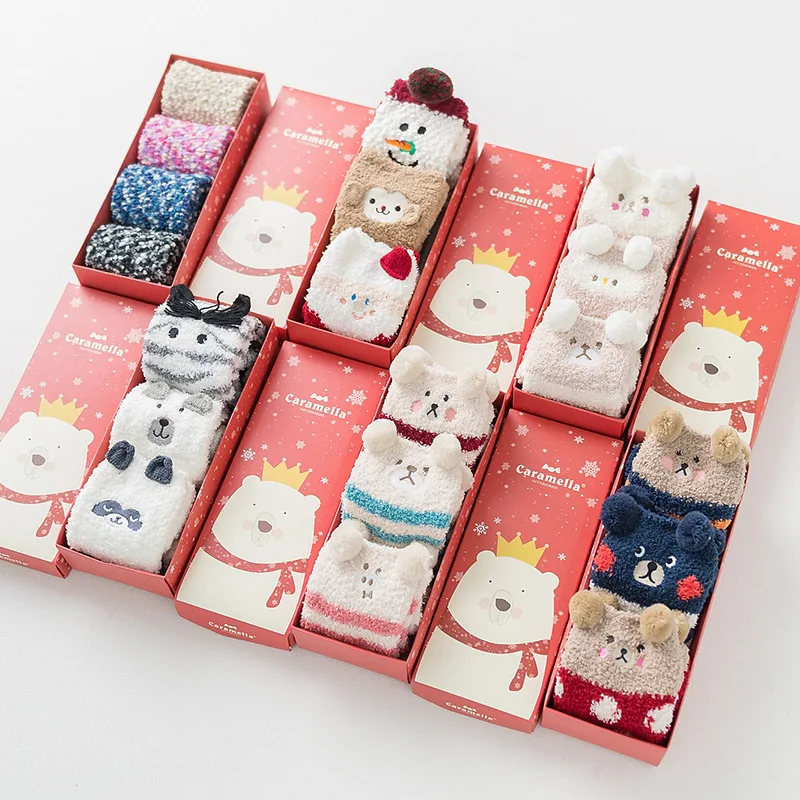 Подарочная коробка женские осенне зимние брендовые утепленные махровые носки