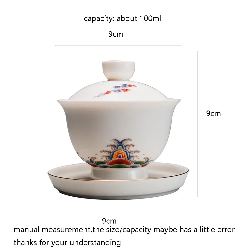 100ml Chinese Style Gaiwan White Porcelain Tea Bowl with Lid Saucer Kit Maker Teaware Drinkware Tureen Chinaware Decor | Дом и сад