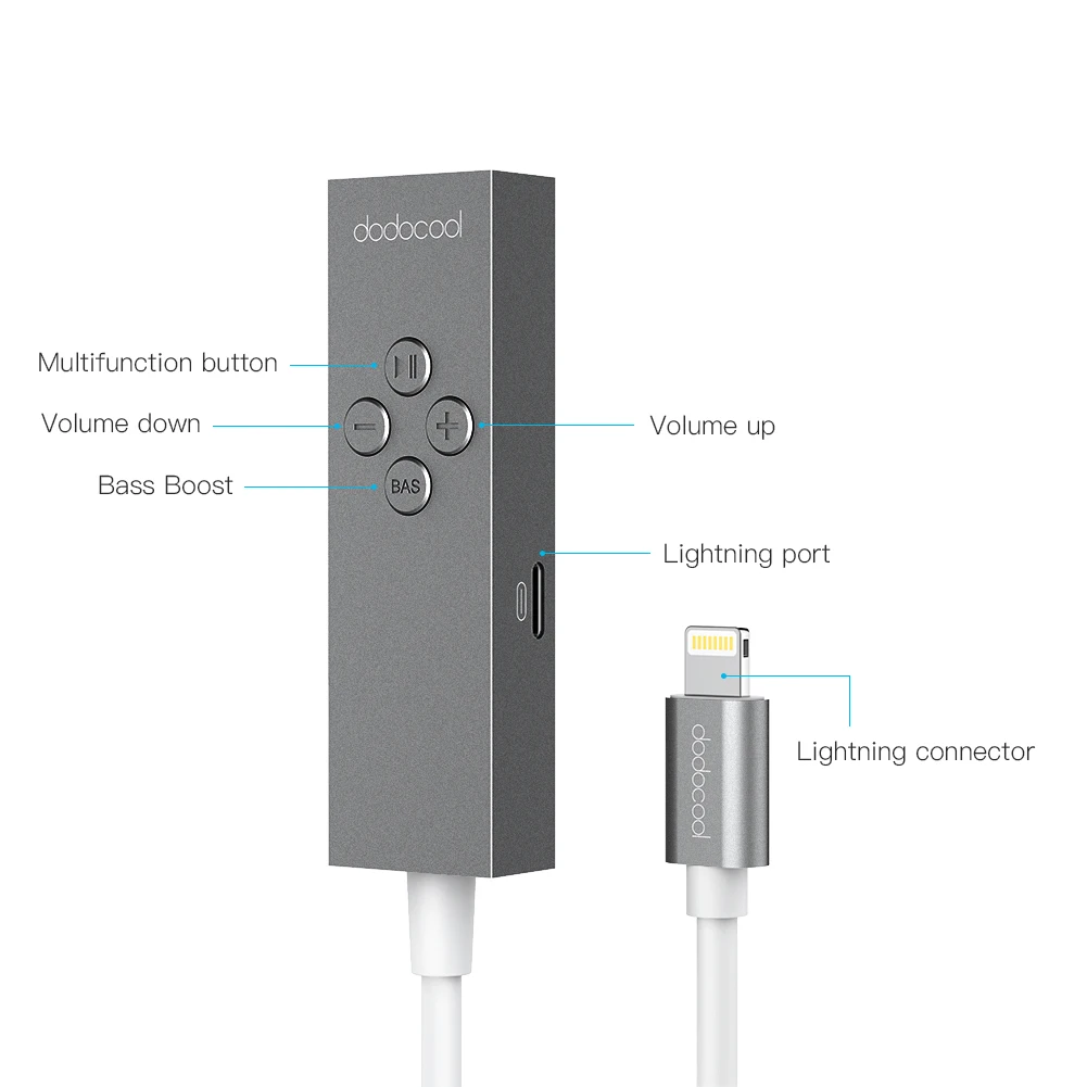 Dodocool MFi Lightning 2 в 1 с 3 5 мм адаптер для наушников USB портом in Удаленное управление при
