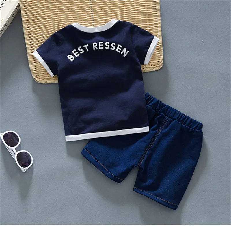 BibiCola baby boys clothing set summer infant children clothes letter t-shirt+shorts outfits casual toddler boy tracksuit |