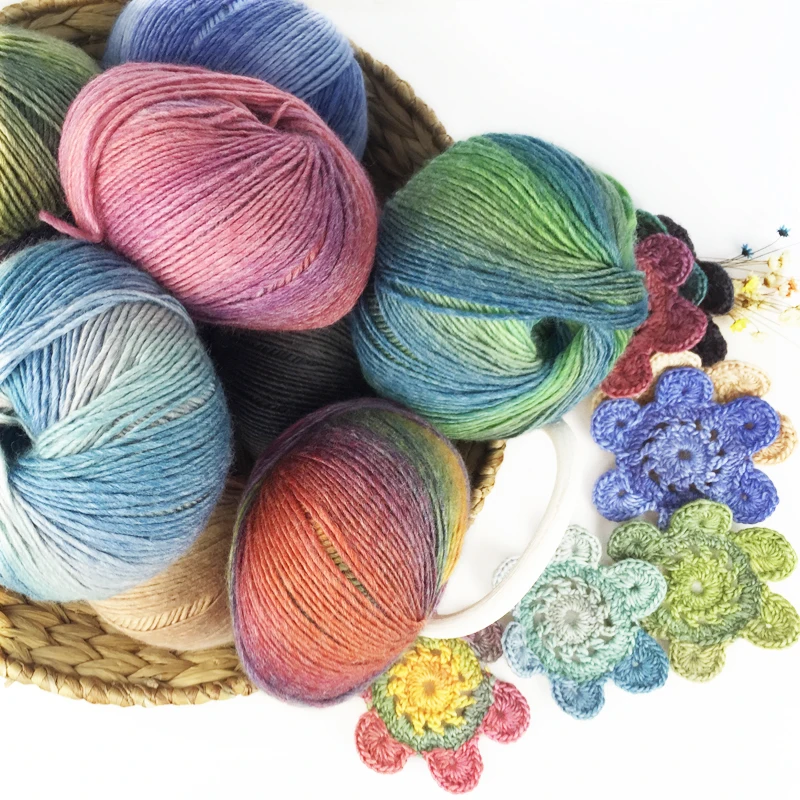 Высококачественная уникальная бамбуковая шерстяная пряжа Mernio 100 г радужного