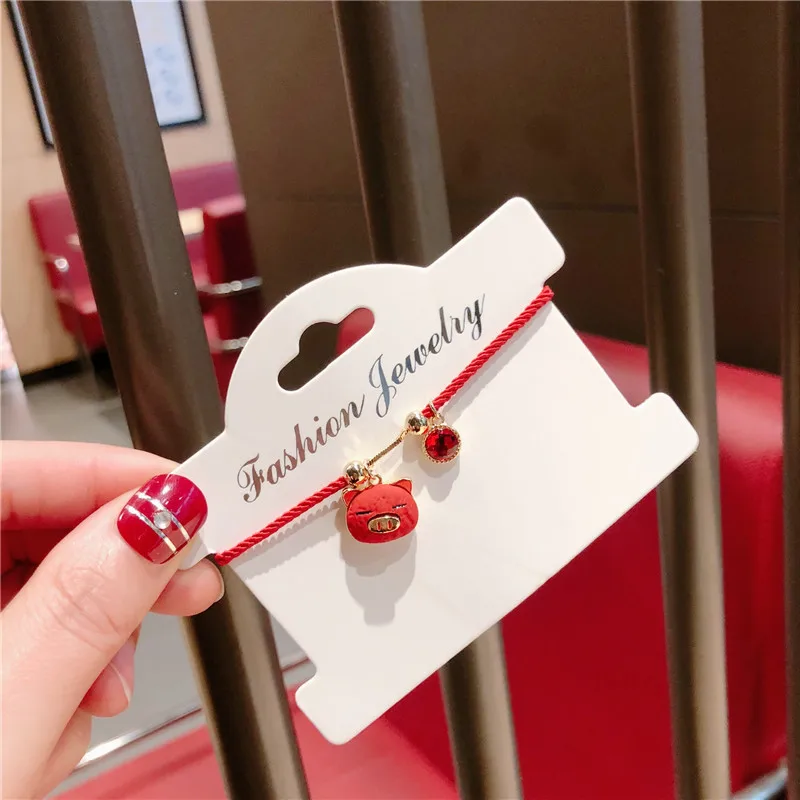 Новый Год счастливый прекрасный свинья браслет для женщин красная веревка