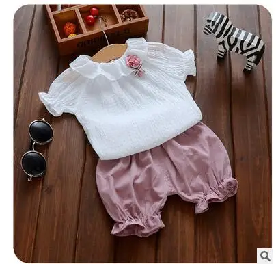 Коллекция 2016 года летняя одежда костюм с короткими рукавами для маленьких