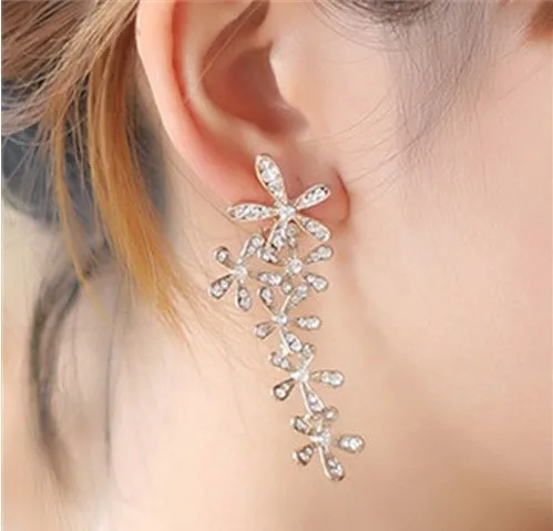 2019 классические ювелирные изделия модные золотистые длинные серьги с цветком и