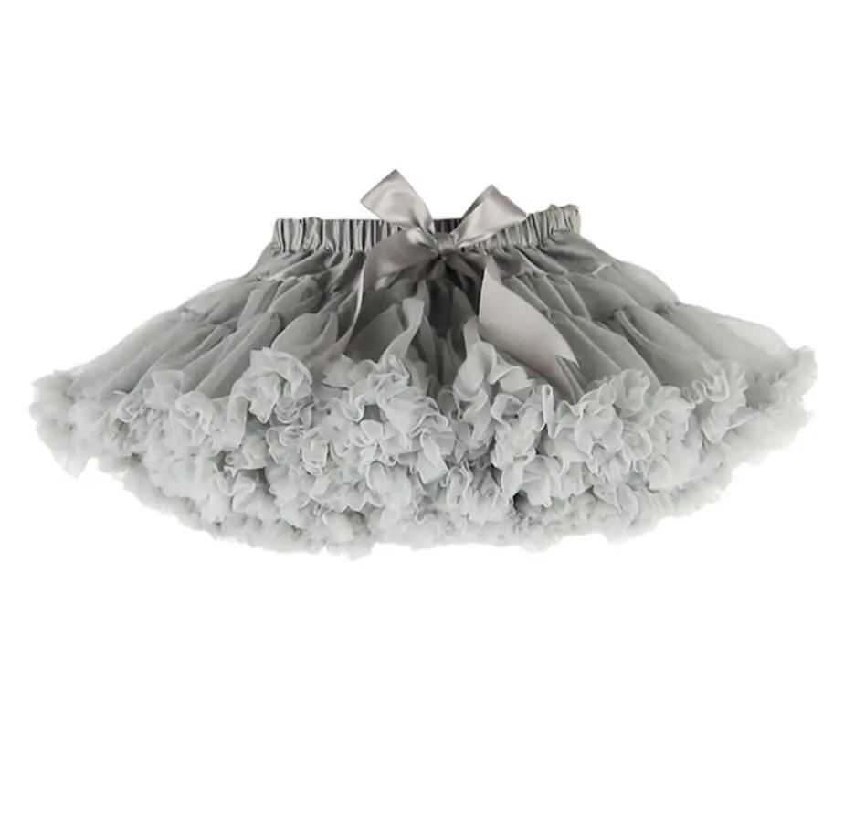 Silver Gray Детские юбки-пачки из одноцветной сетчатой ткани для девочек 1-10 лет, юбка-американка принцессы для танцев, детское платье принцессы для дня рождения, детское платье принцессы с вуалью - Цвет: Silver Gray