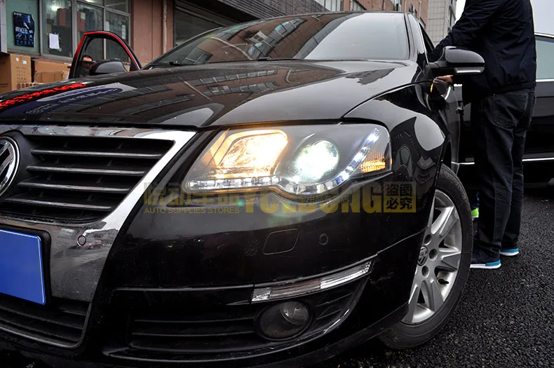 Hireno фары для 2007-2011 Volkswagen Passat B6 передних фар сборки светодиодный DRL ангел объектив двойной луч ксеноновые 2 шт