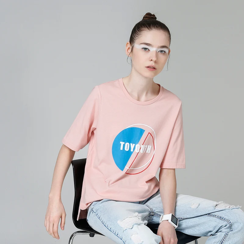 Toyouth летние топы с вышивкой модные женские футболки коротким рукавом