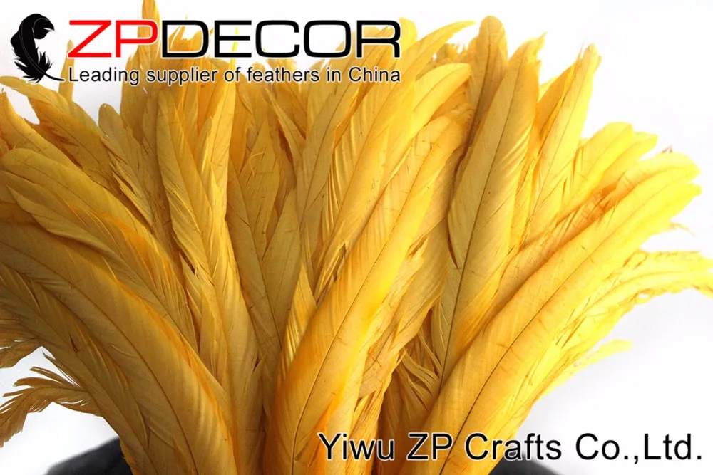 ZPDECOR 100 шт./лот 35 40 см (14 16 дюймов) ручная работа Золотой Петух Coque хвост перья для
