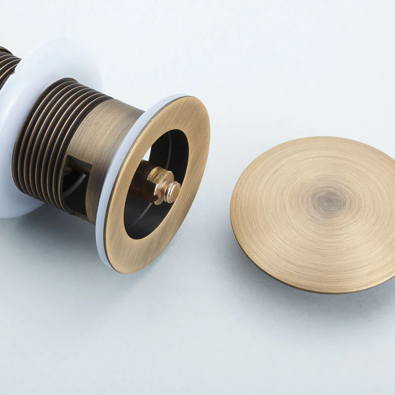 

Antique Brass Pop Up Drain Solid Brass Bathroom Washbasin Waste Pop-up Bathroom Vessel Sink Vanity Drains