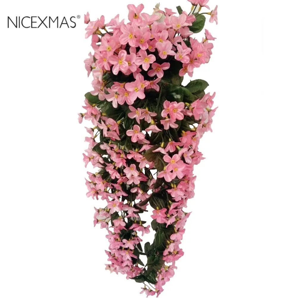 NICEXMAS Новинка 4 лепестка Искусственные цветы Висячие Цветы фиолетовая имитация