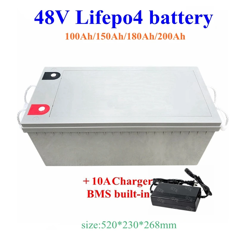 48V 100Ah 150Ah 160Ah 180Ah 200Ah LiFepo4 литиевый аккумулятор BMS 16S для инвертора лодка хранения