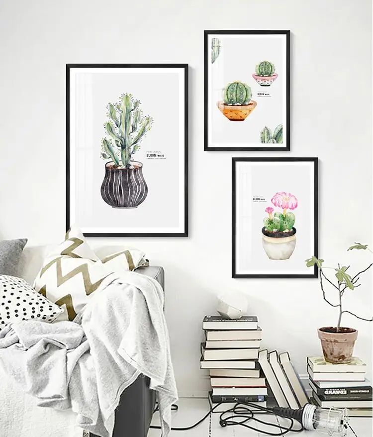 Watercolor plants Canvas Painting Black and White Poster Print Nordic Kids Wall Art Pictures For Living Room Interior KKY | Дом и сад