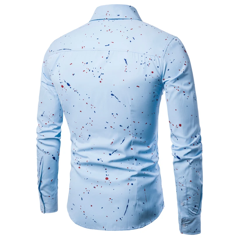 Новинка 2017 осенние мужские рубашки повседневные облегающие дизайнерские с