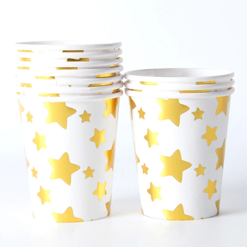 silver cup1 X 10pcs Золотая Серебряная Звезда бумажный стаканчик/тарелка/салфетка соломинки для свадьбы, дня рождения, вечеринки, декор для детского душа, вечерние принадлежности для детской посуды - Цвет: silver cup1 X 10pcs