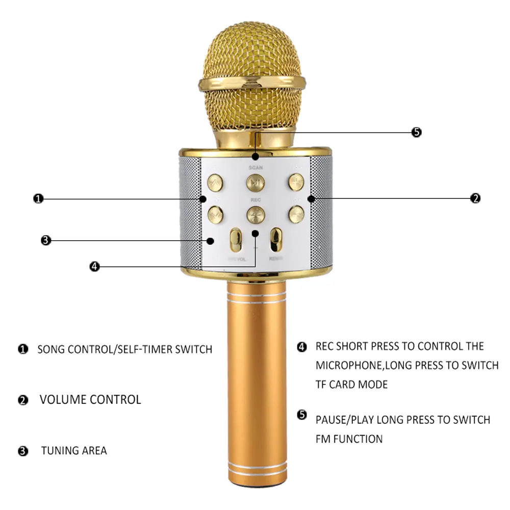 Светящийся Bluetooth беспроводной микрофон WS858L домашнее караоке динамик микрофона
