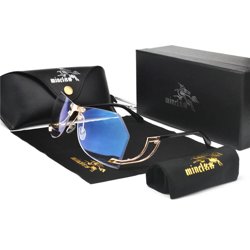 Очки солнцезащитные унисекс без оправы с градиентными прозрачными линзами и