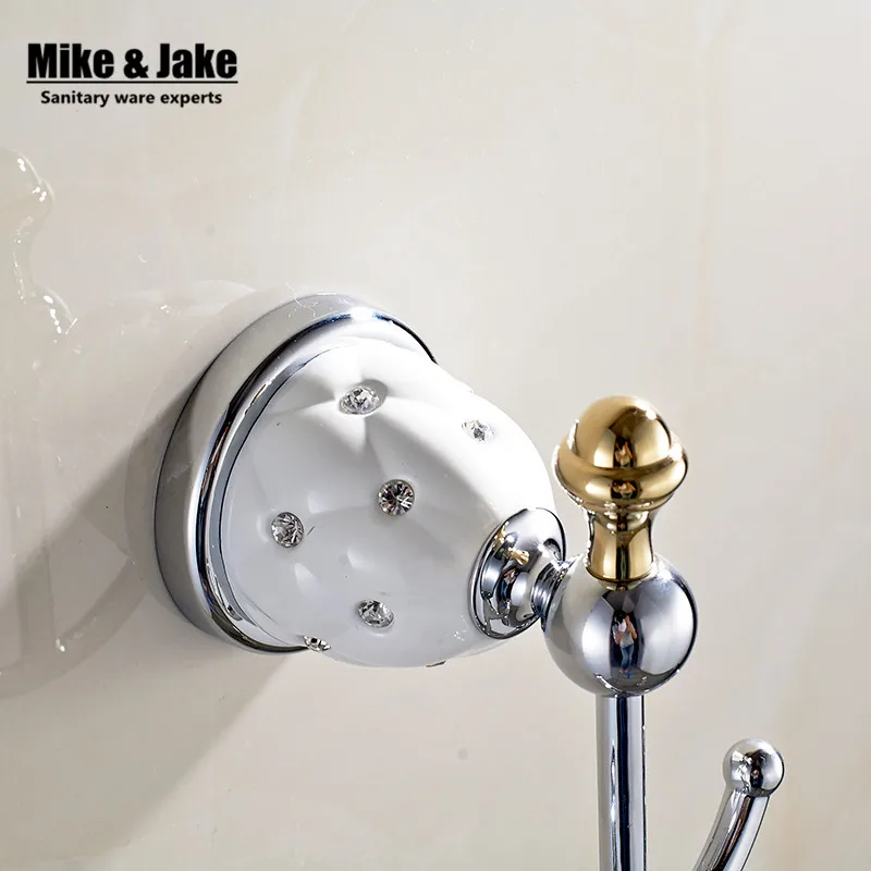 Новый дизайн Хромированный Керамический крючок для халата одежды твердая латунь