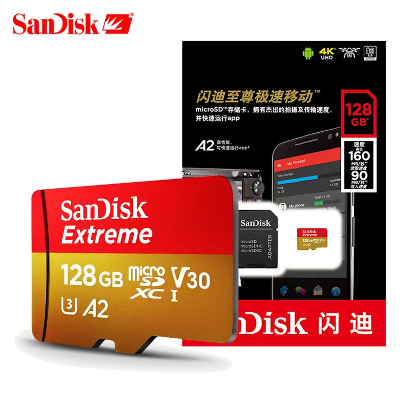 Карта памяти SanDisk Extreme Micro SD 256 ГБ 128 карта UHS I SDHC SDXC U3 V30 32 64 TF для смартфона камеры