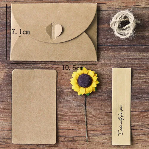 S sunflower 1 шт. винтажный крафт-бумажный конверт Подарочная открытка ручной работы конверт с бумажной наклейкой конверты с подсолнухом для офиса и школы - Цвет: S sunflower
