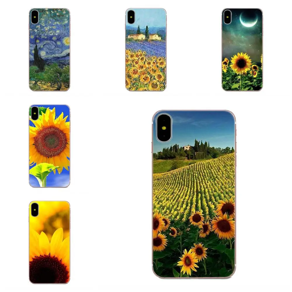 Мягкие чехлы с подсолнухом Ван Гог для Apple iPhone 4 4S 5 5C 5S SE 6 6S 7 8 Plus X XS Max