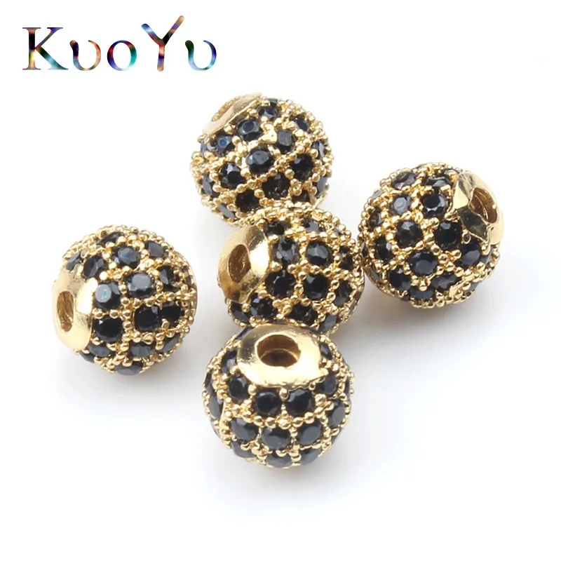 3pcs 3 шт./лот круглый шар CZ Бусины Металлические Латунные Микро Проложить Кристалл Циркон Бусины-разделители для ювелирных украшений Hand-Made подвески для создания браслета 4/6/8/10 мм - Цвет: 3pcs