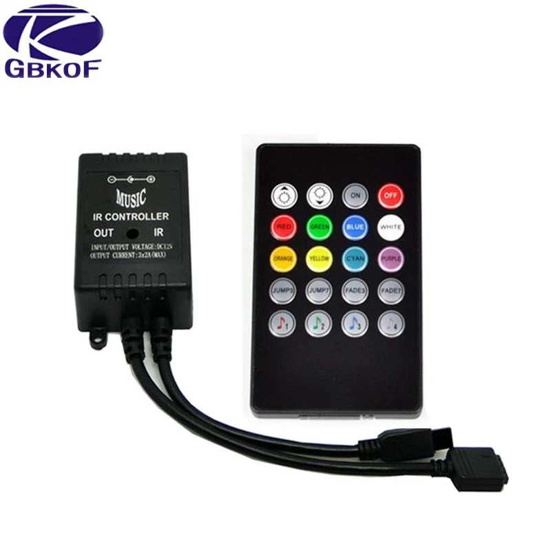 DC 12V 5M 5050/3528 RGB Music induction color changing led strip light with 20key music remote controller 12v power supply | Лампы и