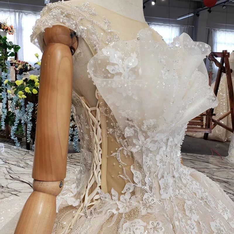 HTL546 Плюс Размер свадебное платье-бохо Иллюзия сзади кружево на двух боковых